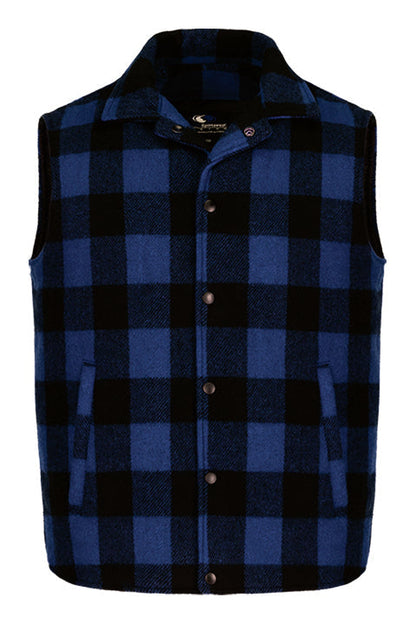 VT164 - Plaid Vest - Black/Royal / XS - Melton and Leather