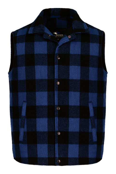 VT164 - Plaid Vest - Black/Royal / XS - Melton and Leather