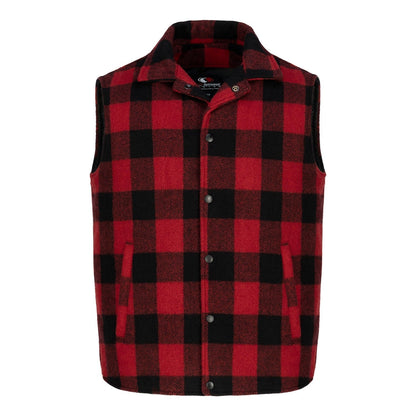 VT164 - Plaid Vest - Black/Red / XS - Melton and Leather