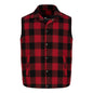 VT164 - Plaid Vest - Black/Red / XS - Melton and Leather