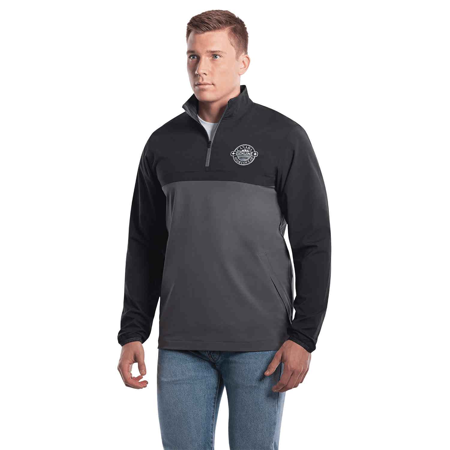 WT63 - Custom Solid unlined 1/4 zip windshirt with side zips - Lightweight Jackets