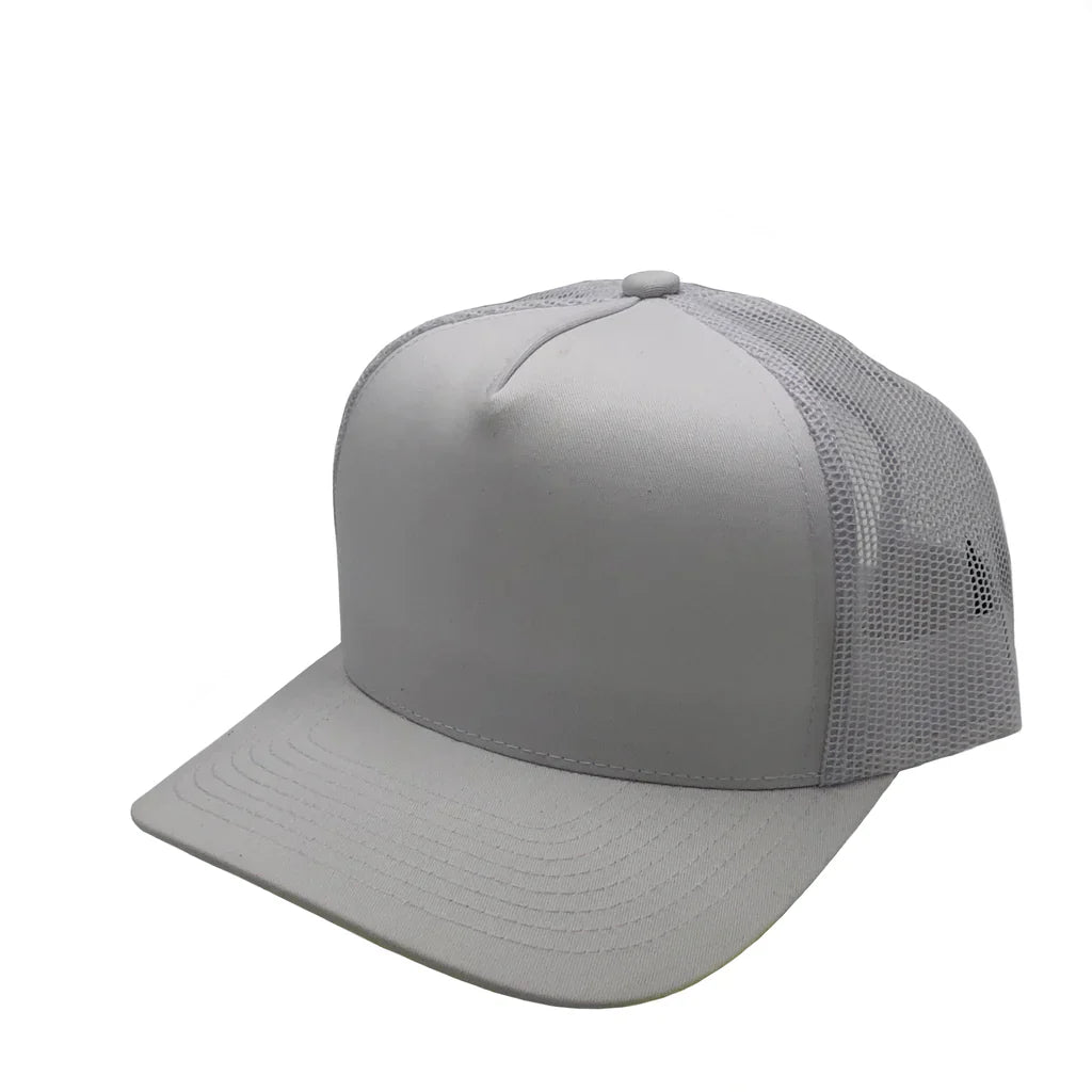 GNV-008M - Premium Pro Style Mesh Trucker Cap - White / One Size - CAPS