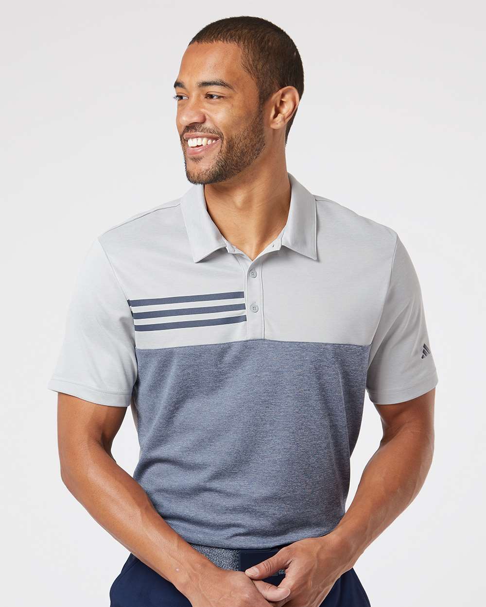 Adidas Heathered Colorblocked 3-Stripes Polo A508