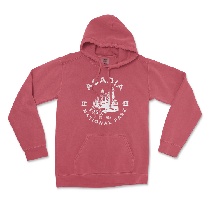 Acadia Lighthouse National Park Comfort Colors Hoodie - S / Crimson - hoodie