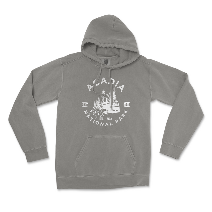 Acadia Lighthouse National Park Comfort Colors Hoodie - S / Grey - hoodie