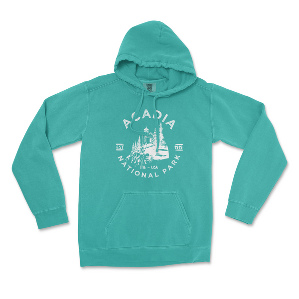 Acadia Lighthouse National Park Comfort Colors Hoodie - S / Seafoam - hoodie