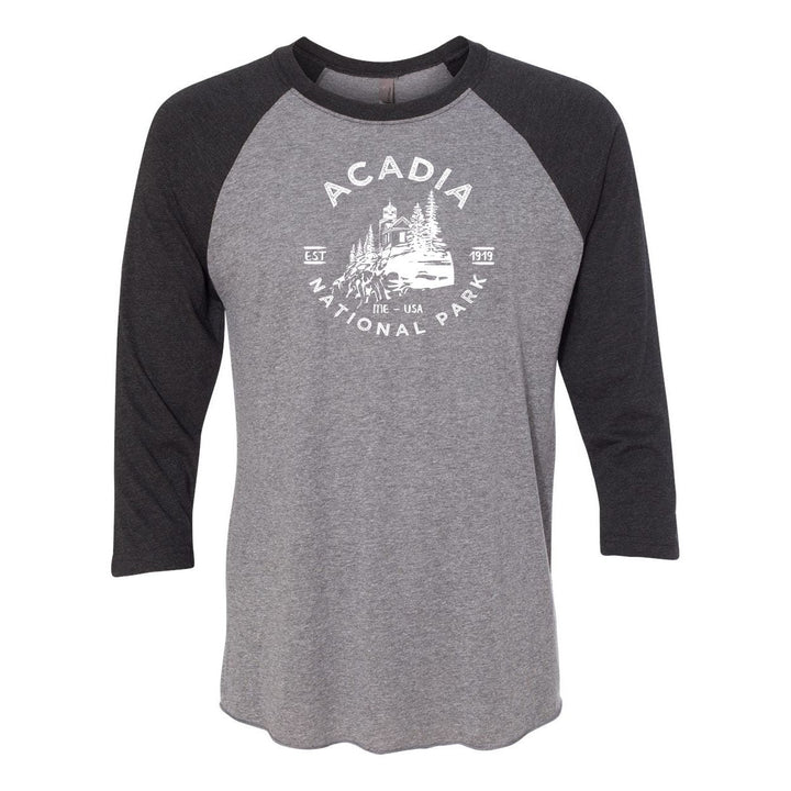 Acadia Lighthouse National Park Raglan - VBlackSleeve Heather / S - Raglan