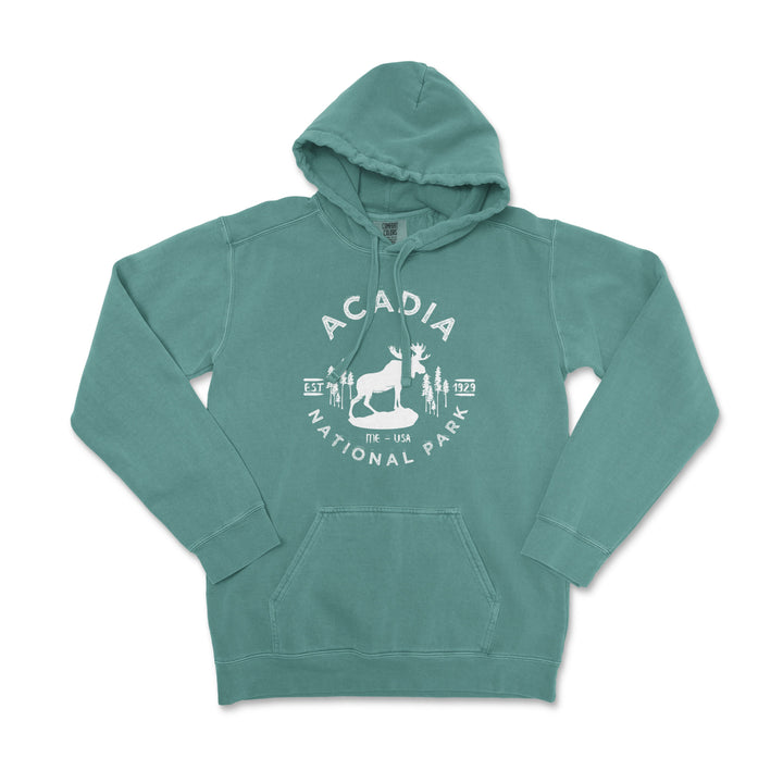 Acadia National Park Comfort Colors Hoodie - S / Blue Spruce - hoodie