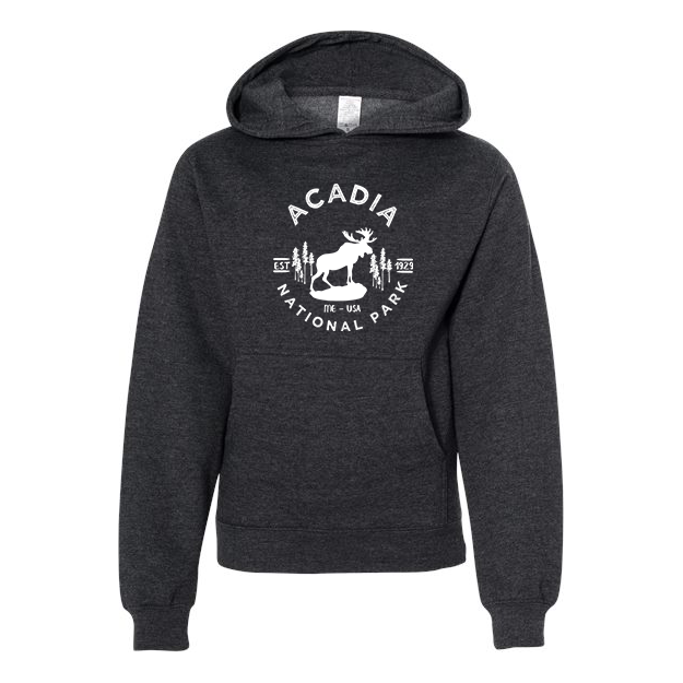 Acadia National Park Youth Hoodie Sweatshirt - S / Charcoal Heather - hoodie