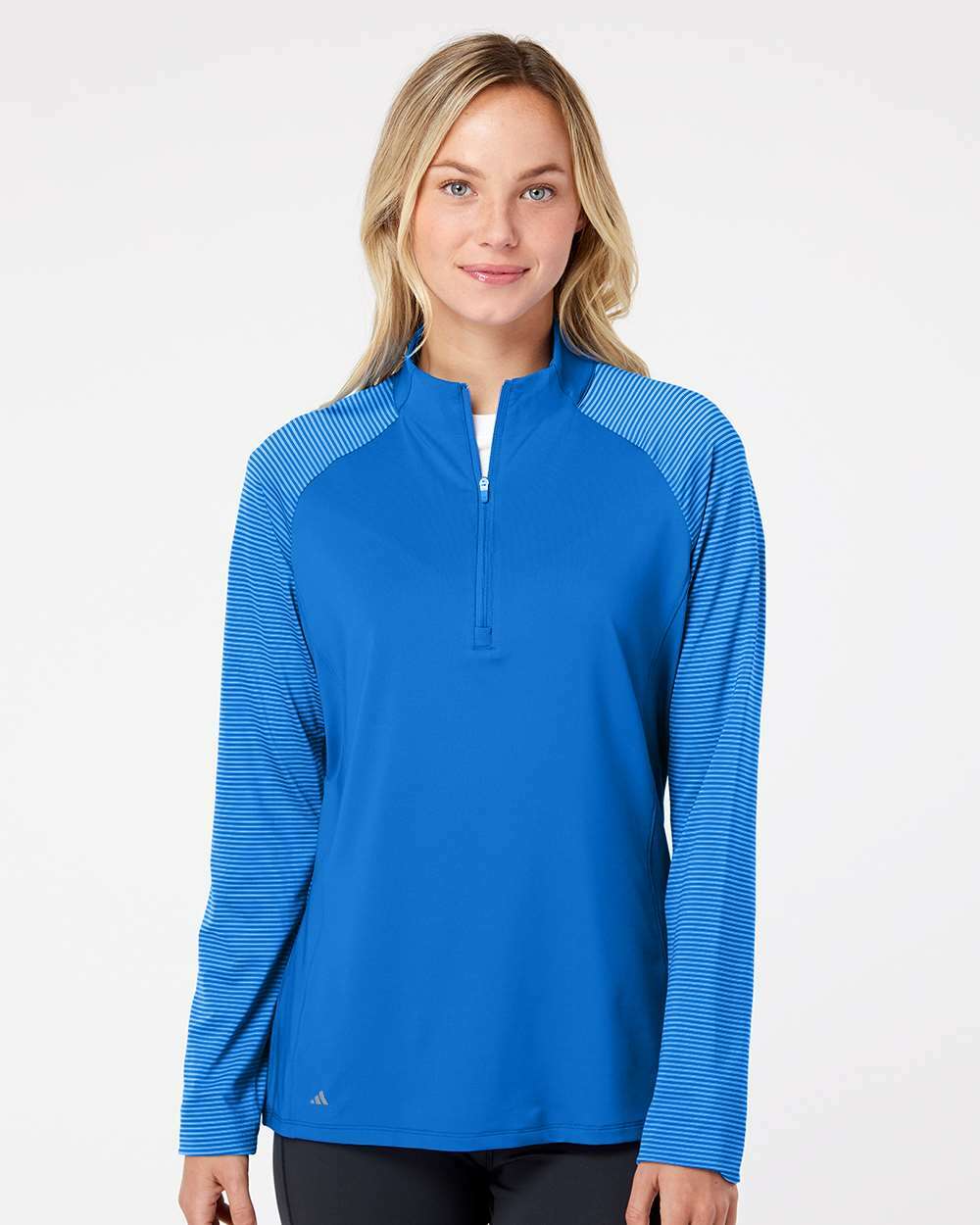 Quarter Zips-Adidas Women's Stripe Block Quarter-Zip Pullover A521-torontoscreenprinting.ca