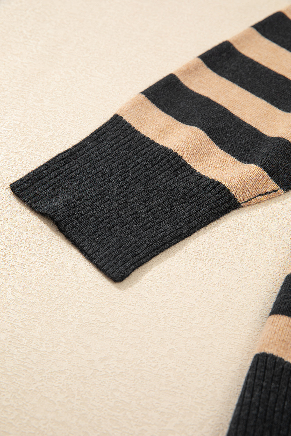 Black Striped Collared Quarter Zip Oversized Sweater