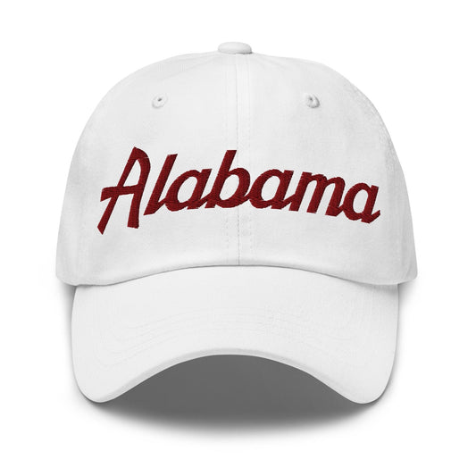 Alabama College Vintage Sports Script Embroidered Dad Hat