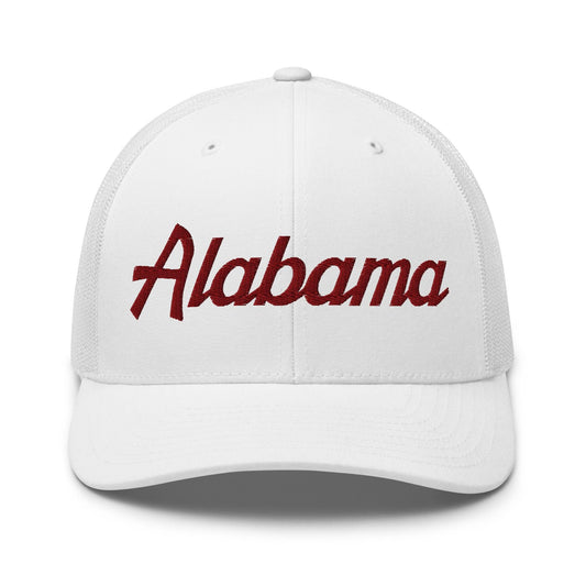 Alabama College Vintage Sports Script Embroidered Mesh Trucker Hat