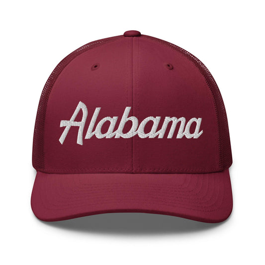 Alabama Vintage College Sports Script Embroidered Mesh Trucker Hat