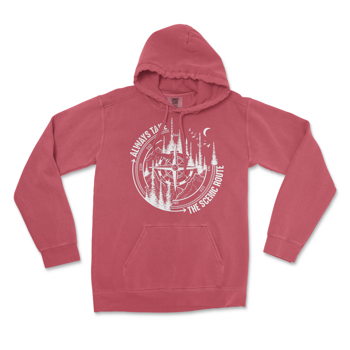 Always Take The Scenic Route National Park Comfort Colors Hoodie - S / Crimson - hoodie