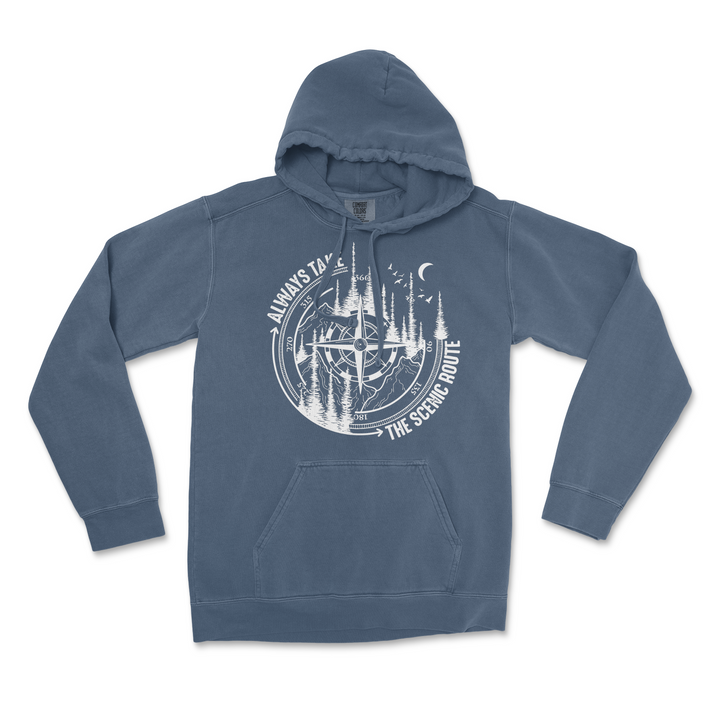 Always Take The Scenic Route National Park Comfort Colors Hoodie - S / Denim - hoodie