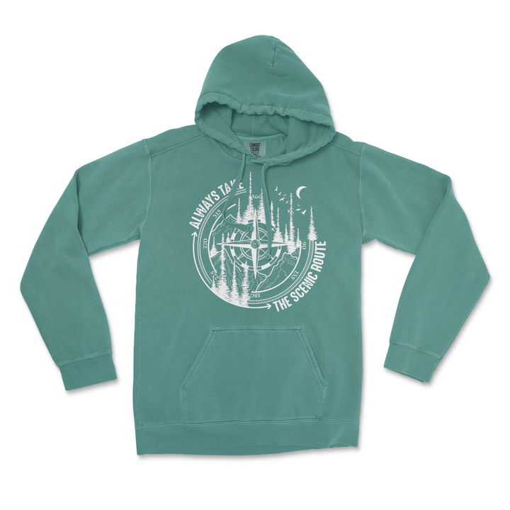 Always Take The Scenic Route National Park Comfort Colors Hoodie - S / Blue Spruce - hoodie