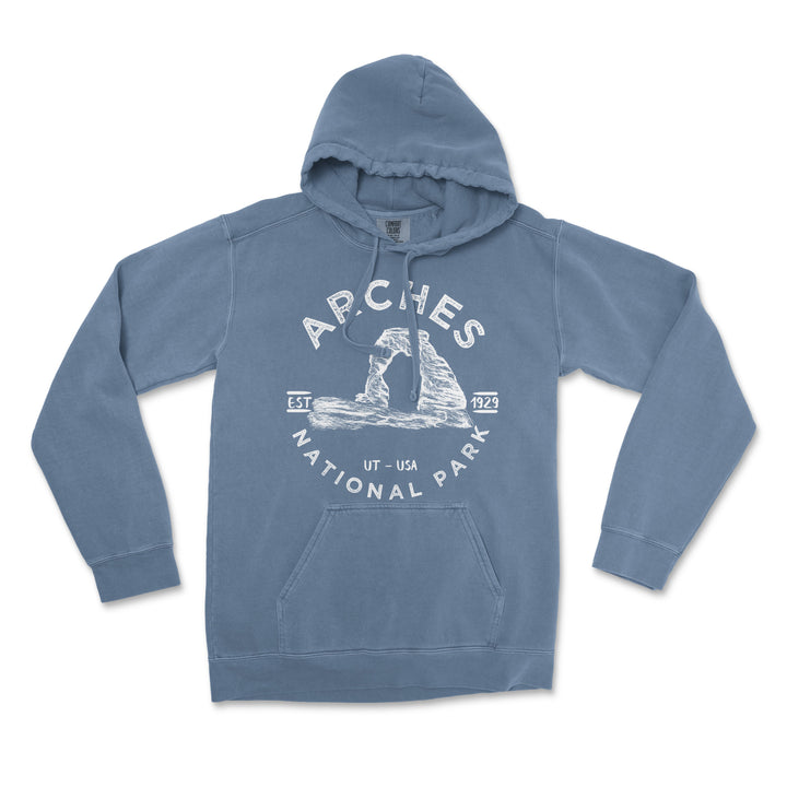 Arches National Park Comfort Colors Hoodie - S / Blue Jean - hoodie