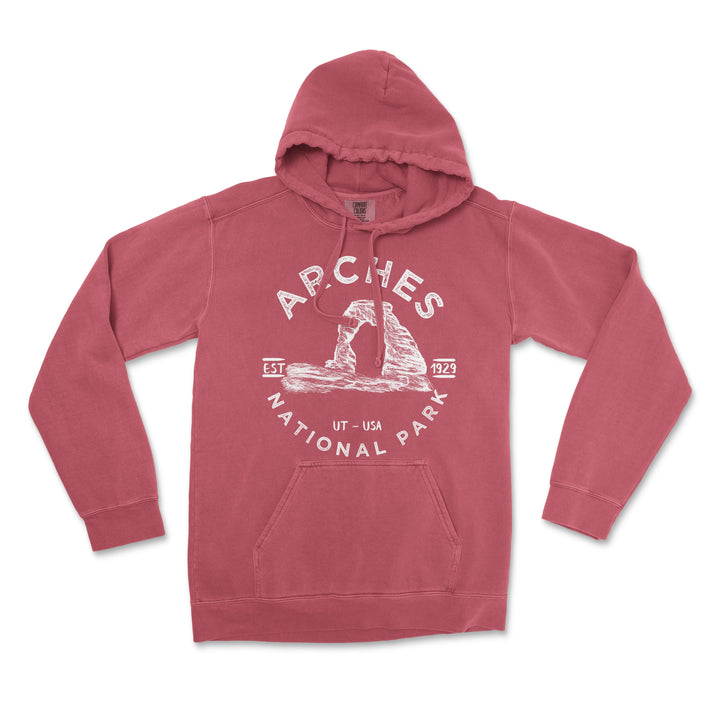 Arches National Park Comfort Colors Hoodie - S / Crimson - hoodie