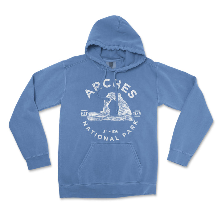 Arches National Park Comfort Colors Hoodie - S / Flo Blue - hoodie