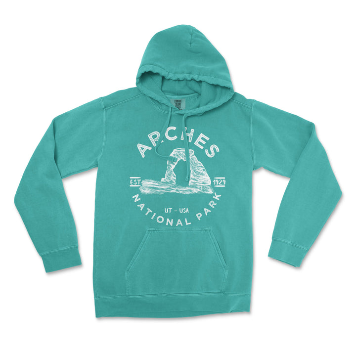 Arches National Park Comfort Colors Hoodie - S / Seafoam - hoodie