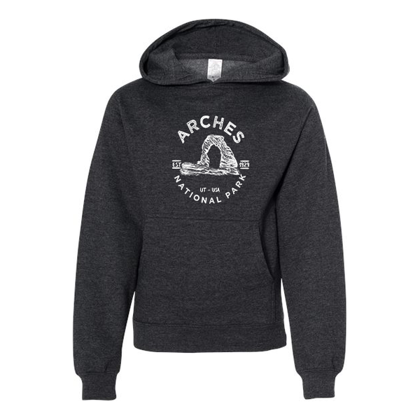 Arches National Park Youth Hoodie Sweatshirt - S / Charcoal Heather - hoodie