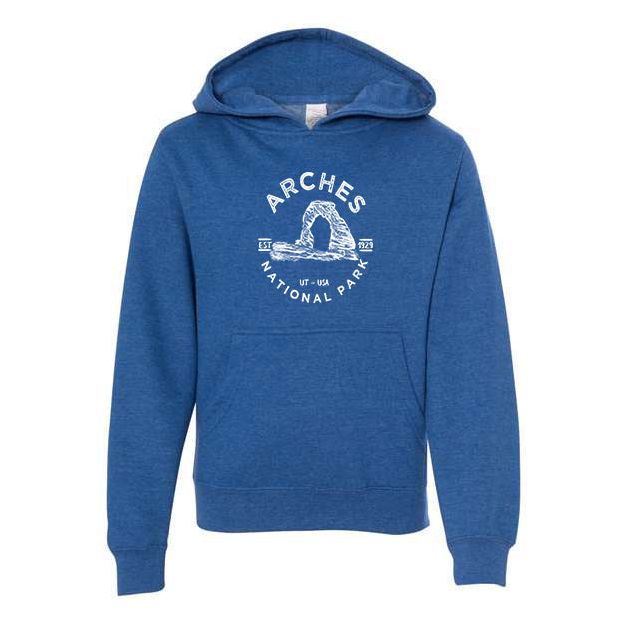 Arches National Park Youth Hoodie Sweatshirt - S / Royal Heather - hoodie