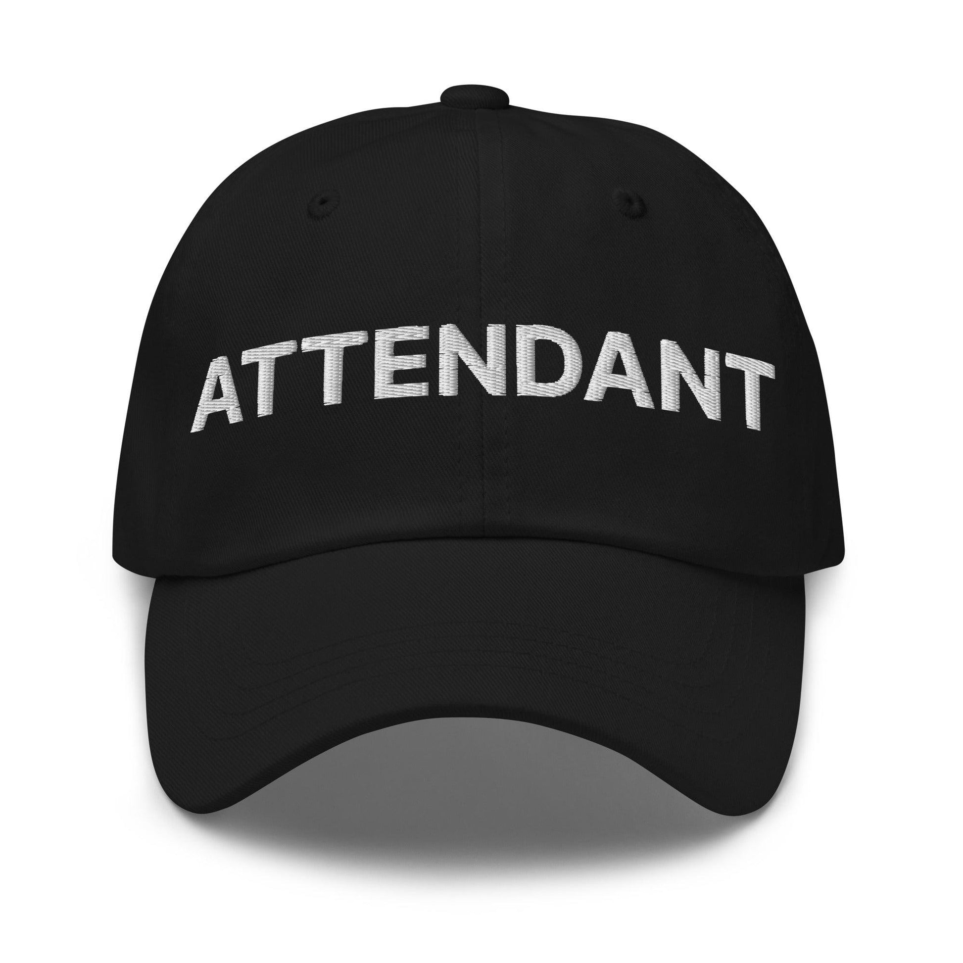 Black attendant uniform embroidered work pressed dad hat with Attendant embroidery