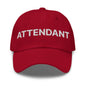 Red attendant uniform embroidered work embroidered dad hat with ATTENDANT design