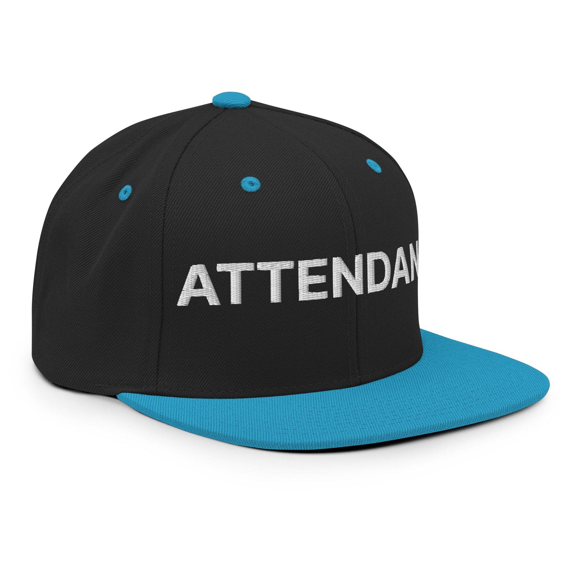 Attendant Uniform Work Embroidered Flat Bill Brim Snapback Hat