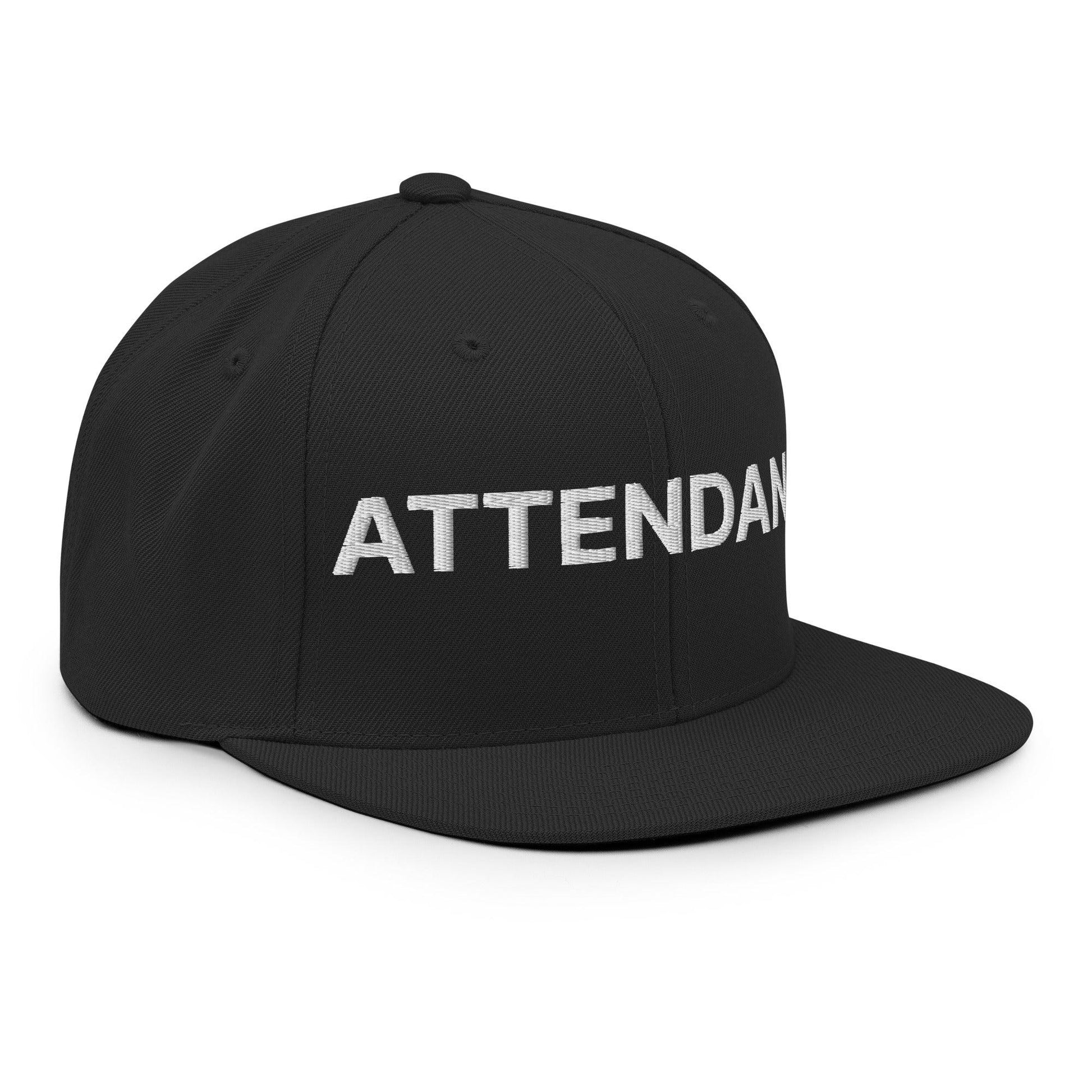 Attendant Uniform Work Embroidered Flat Bill Brim Snapback Hat