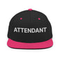 Attendant Uniform Work Embroidered Flat Bill Brim Snapback Hat - Black/ Neon Pink