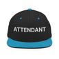 Attendant Uniform Work Embroidered Flat Bill Brim Snapback Hat - Black/ Teal