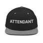 Attendant Uniform Work Embroidered Flat Bill Brim Snapback Hat - Black/ Silver