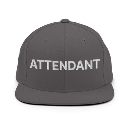 Attendant Uniform Work Embroidered Flat Bill Brim Snapback Hat - Dark Grey