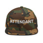 Attendant Uniform Work Embroidered Flat Bill Brim Snapback Hat - Green Camo