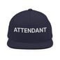 Attendant Uniform Work Embroidered Flat Bill Brim Snapback Hat - Navy