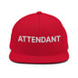 Attendant Uniform Work Embroidered Flat Bill Brim Snapback Hat - Red