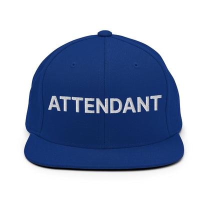 Attendant Uniform Work Embroidered Flat Bill Brim Snapback Hat - Royal Blue