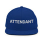 Attendant Uniform Work Embroidered Flat Bill Brim Snapback Hat - Royal Blue