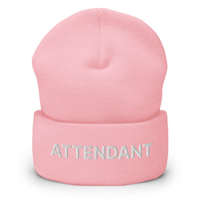 Pink embroidered knit cuffed beanie from Attendant Uniform Work collection