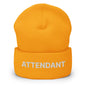 Orange attendant uniform work embroidered knit cuffed beanie for professional safety wear
