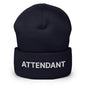 Navy blue attendant uniform work embroidered knit cuffed beanie for professional staff