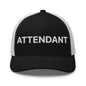 Attendant Work Block Embroidered Mesh Trucker Hat - Black/ White