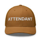 Attendant Work Block Embroidered Mesh Trucker Hat - Caramel
