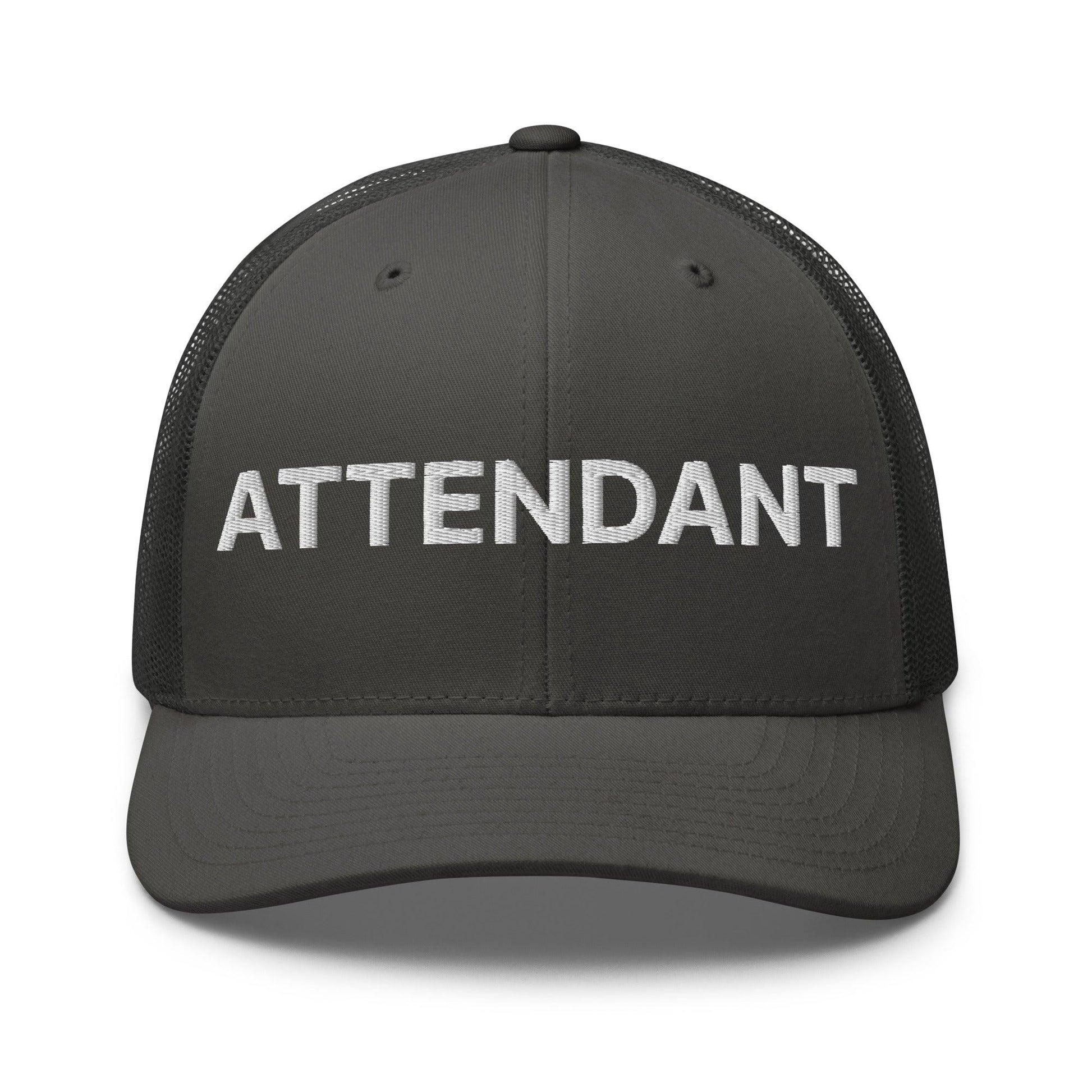 Attendant Work Block Embroidered Mesh Trucker Hat - Charcoal