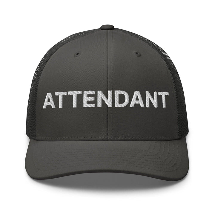 Attendant Work Block Embroidered Mesh Trucker Hat - Charcoal
