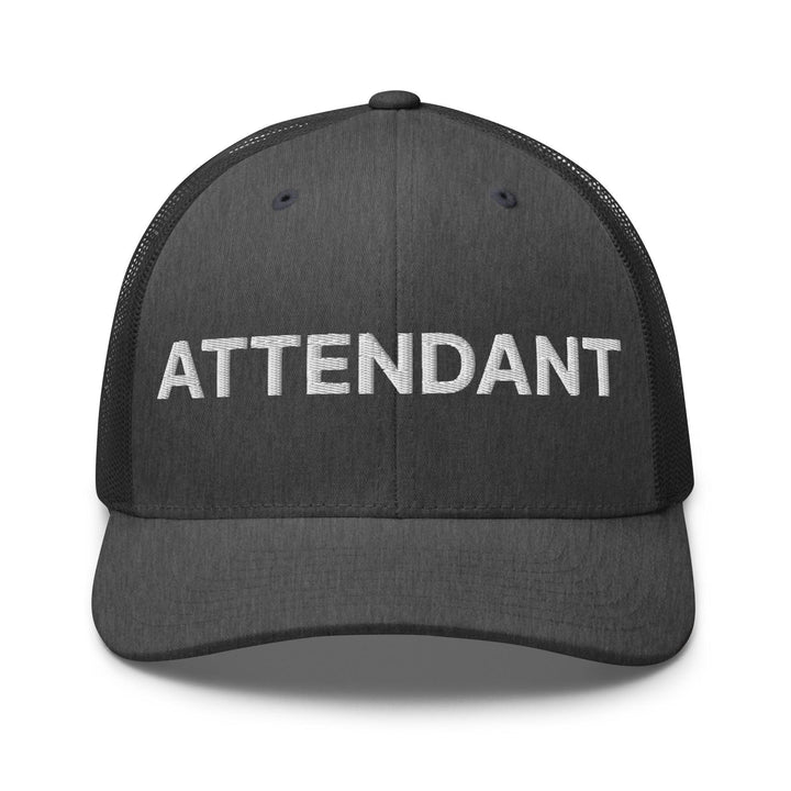 Attendant Work Block Embroidered Mesh Trucker Hat - Dark Heather Gray