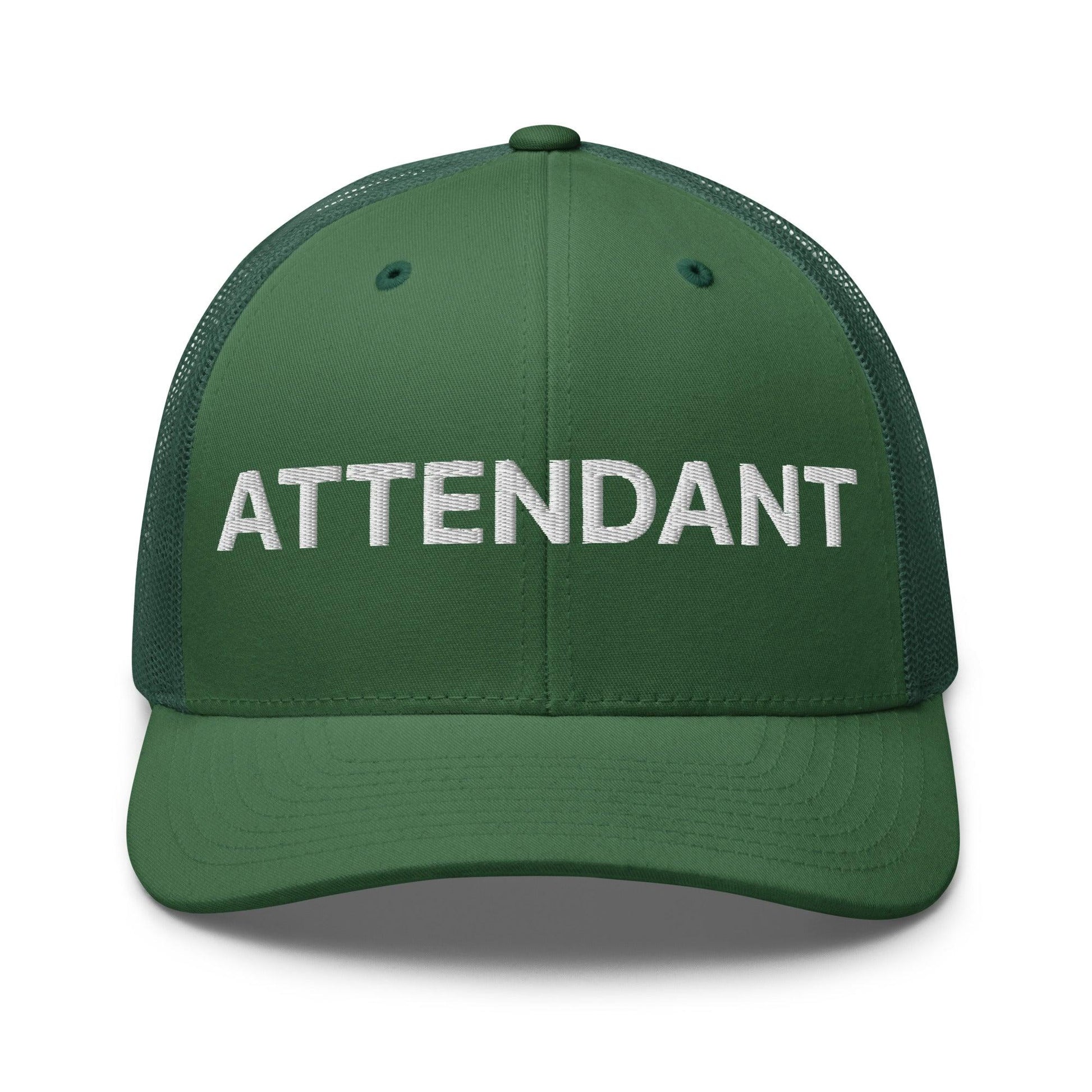 Attendant Work Block Embroidered Mesh Trucker Hat - Evergreen