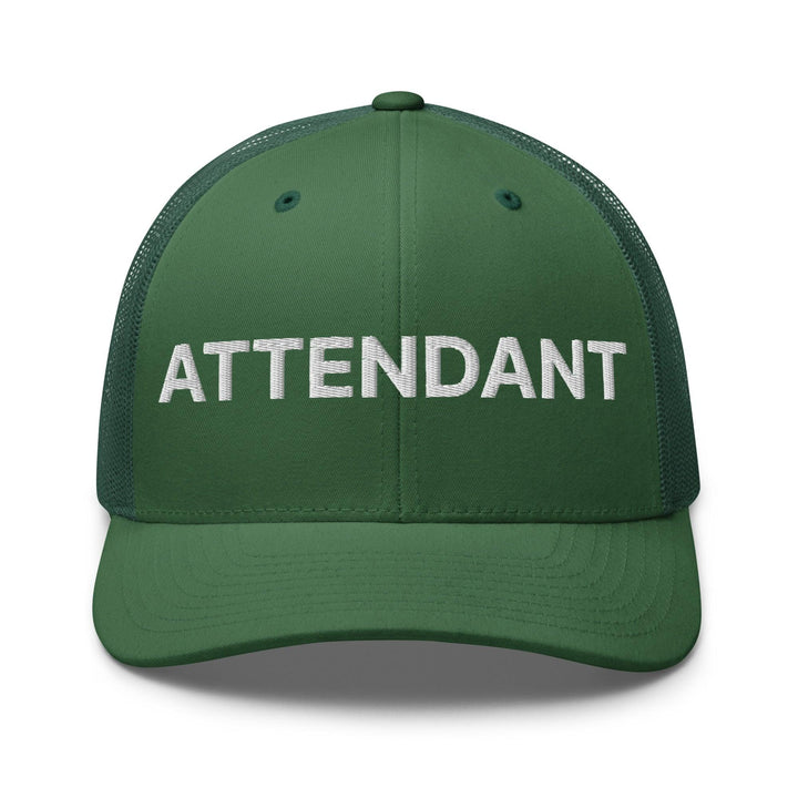 Attendant Work Block Embroidered Mesh Trucker Hat - Evergreen
